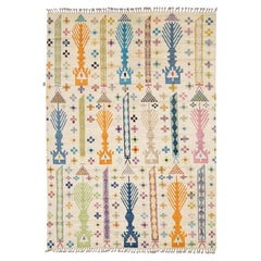 Modern Moroccan Tribal Abstract Wool Rug - Colorful Geometric Hand-Knotted Art
