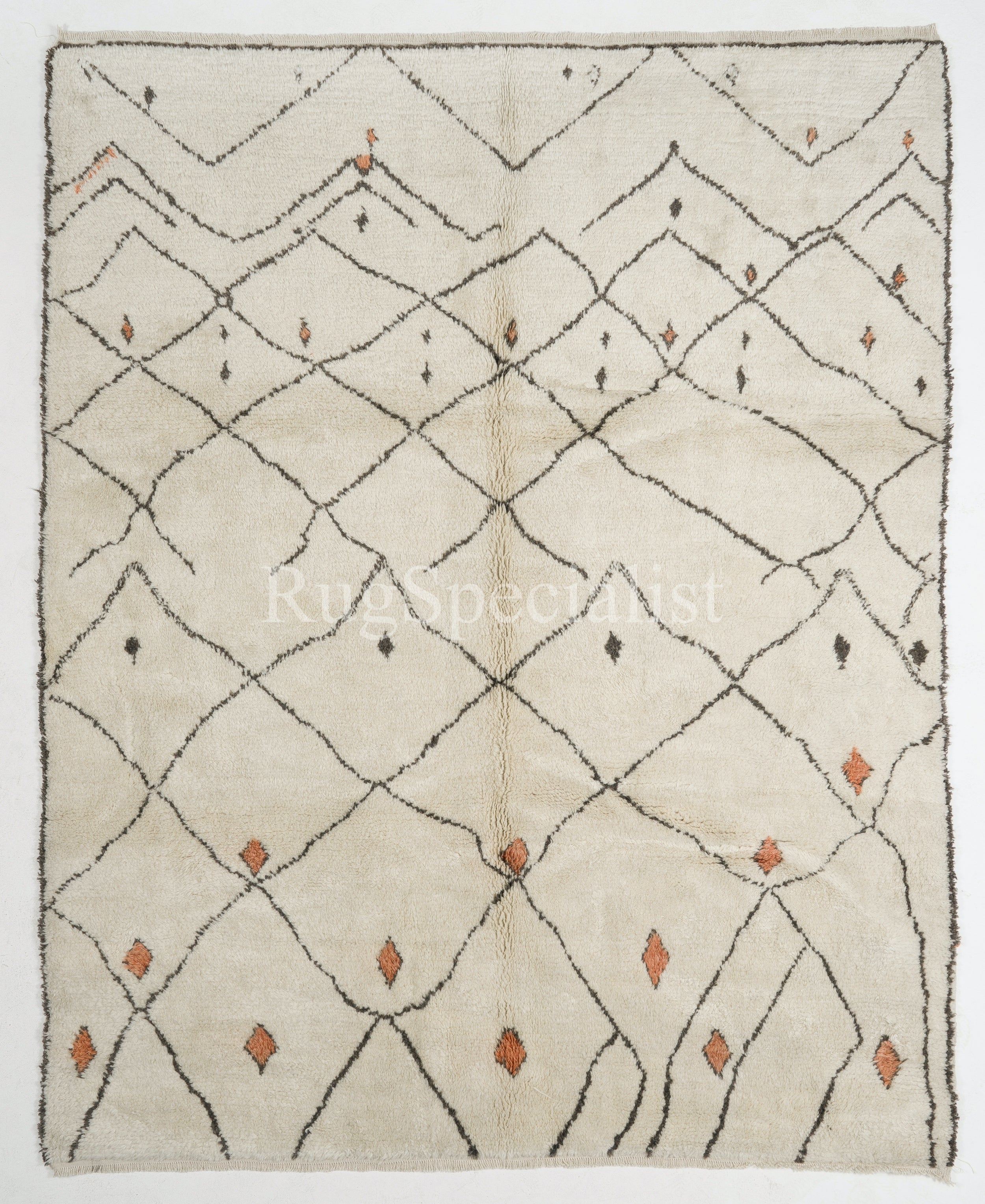 Alfombra Tulu Marroquí Moderna. Toda la lana. Alfombra anudada a mano. Opciones personalizadas disponibles