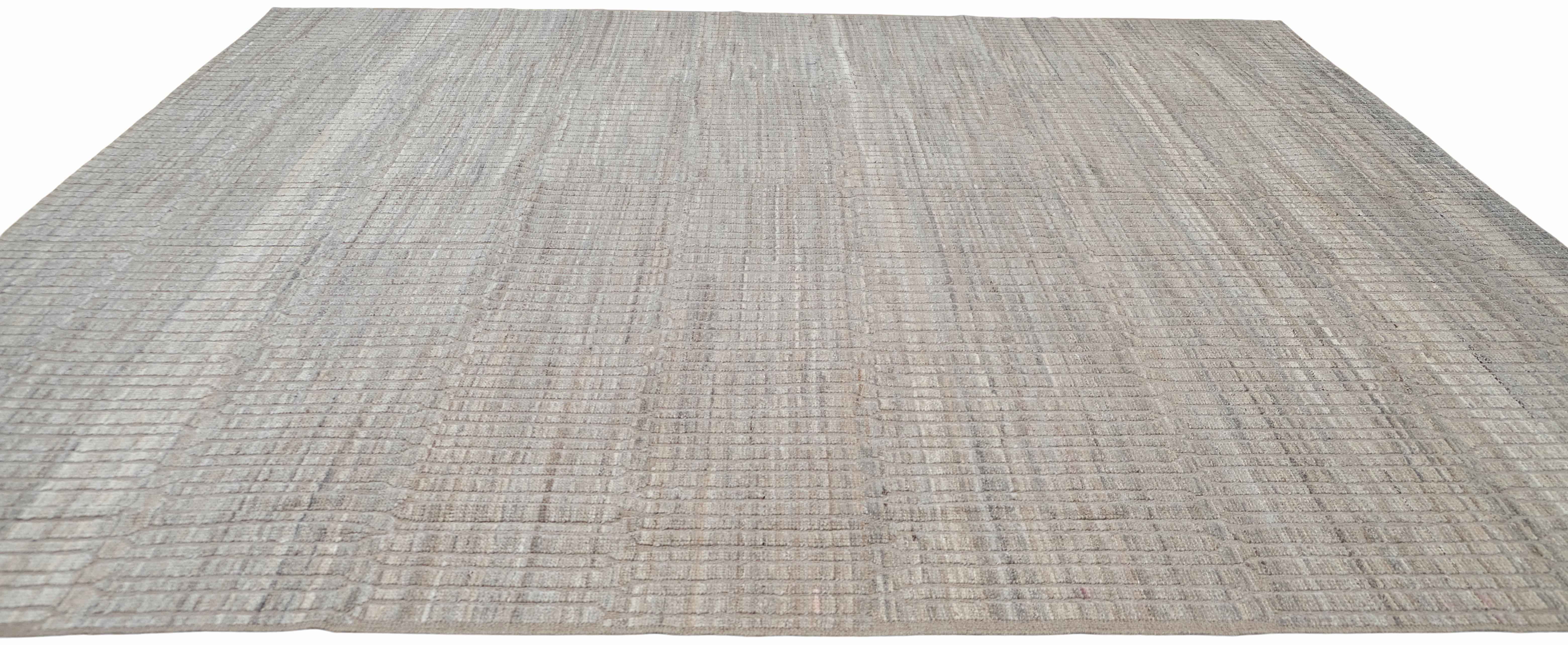 Modern Moroccan Vintage Distressed Inspired Minimal Rug 10'x11'7'' In New Condition For Sale In Torrance, CA