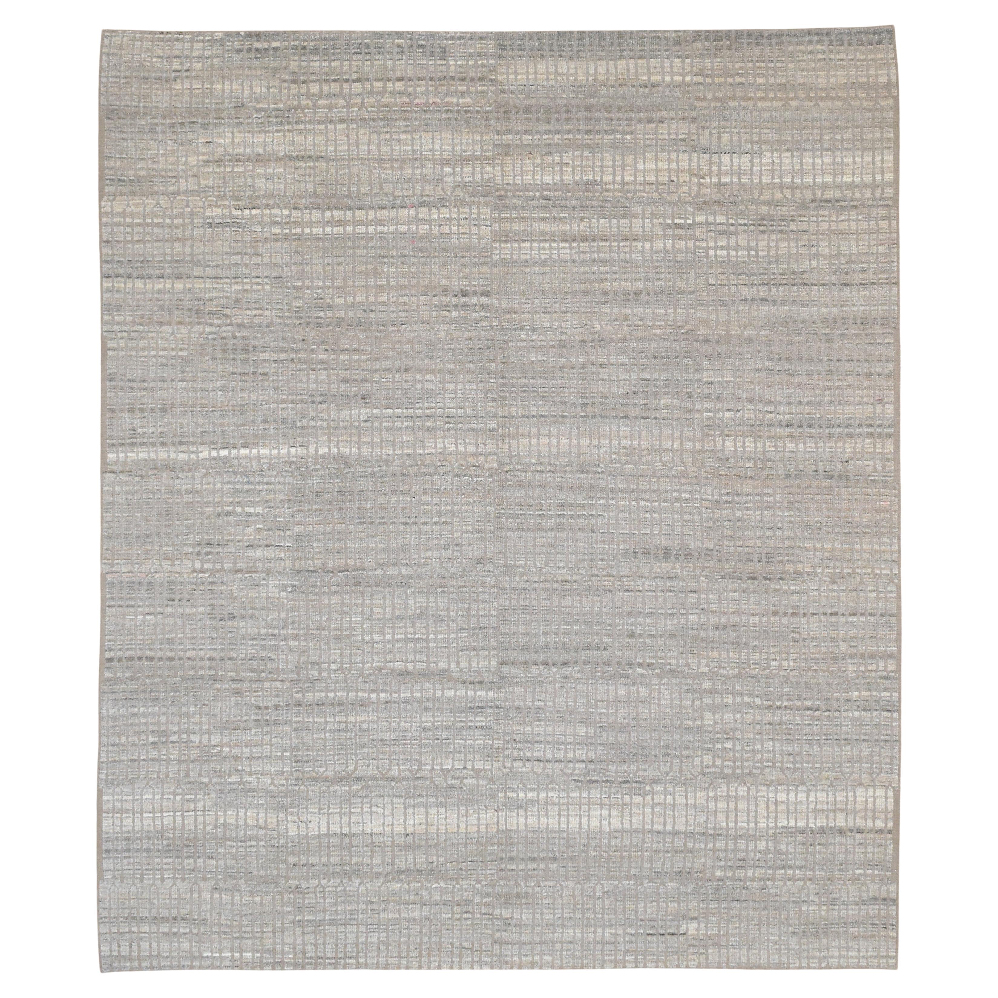 Modern Moroccan Vintage Distressed Inspired Minimal Rug 10'x11'7'' For Sale