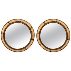 White Round Mirror in Hollywood Regency Style a Pair
