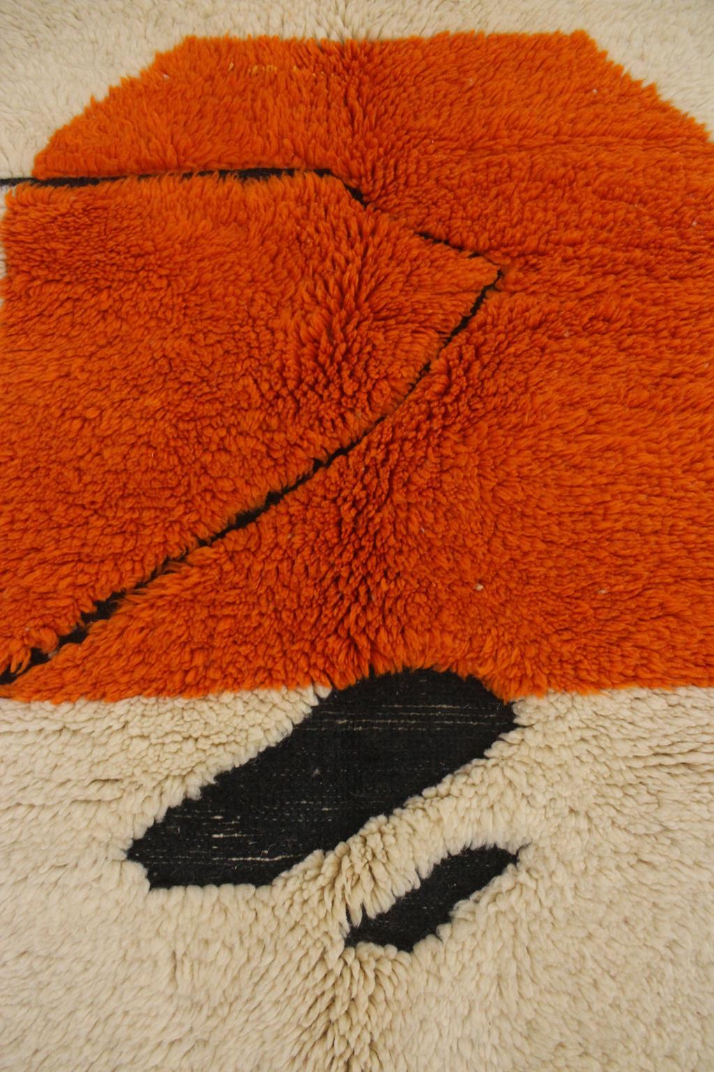 Modern Moroccan wool Mrirt rug - Cream/orange/yellow - 5x7.3feet / 153x223cm For Sale 8