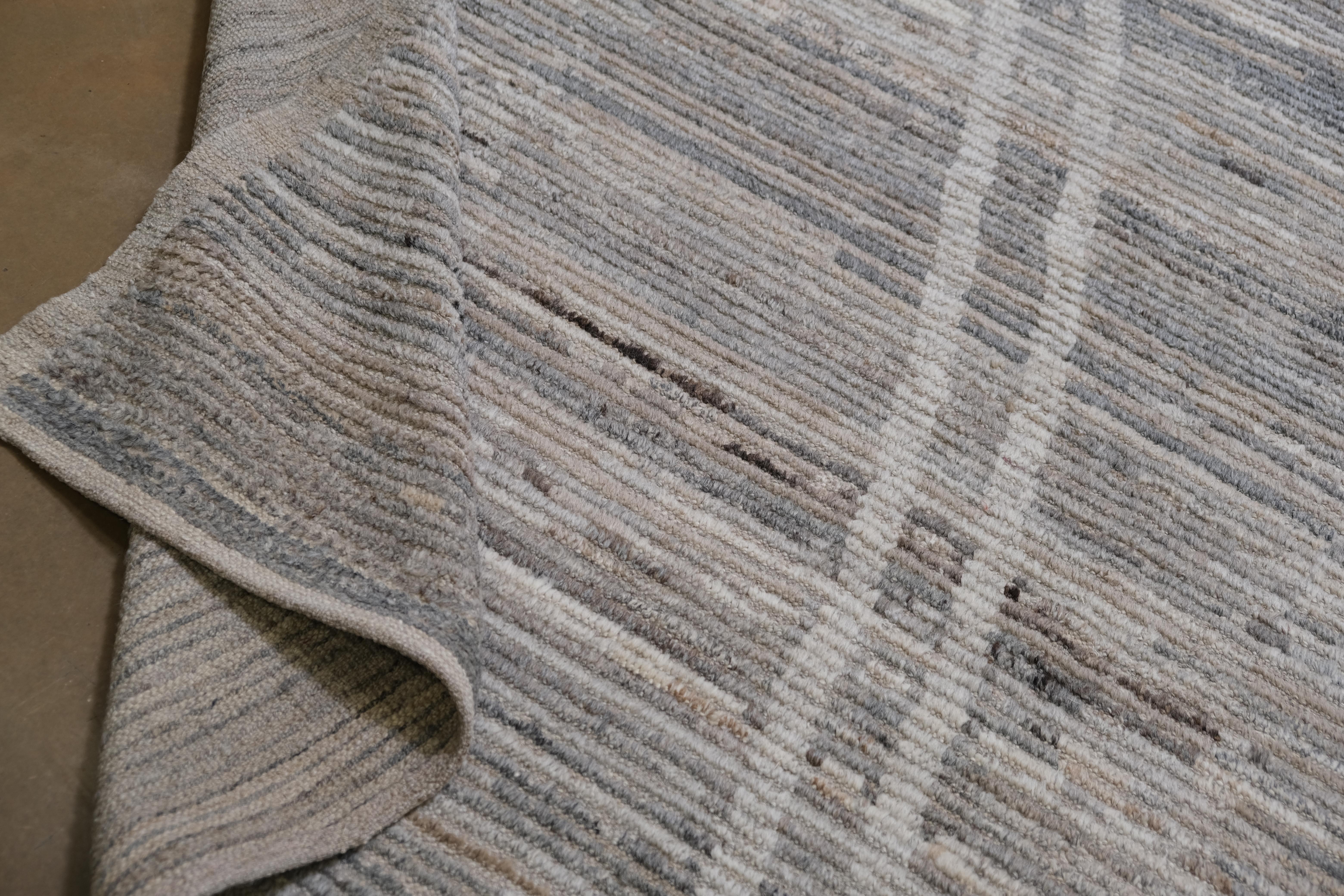 Hand-Knotted Modern Moroccan Wool Rug 14'x15' For Sale