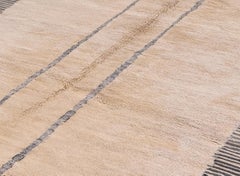 Modern Moroccan Wool Rug with Minimalist Stripe Design – New Production