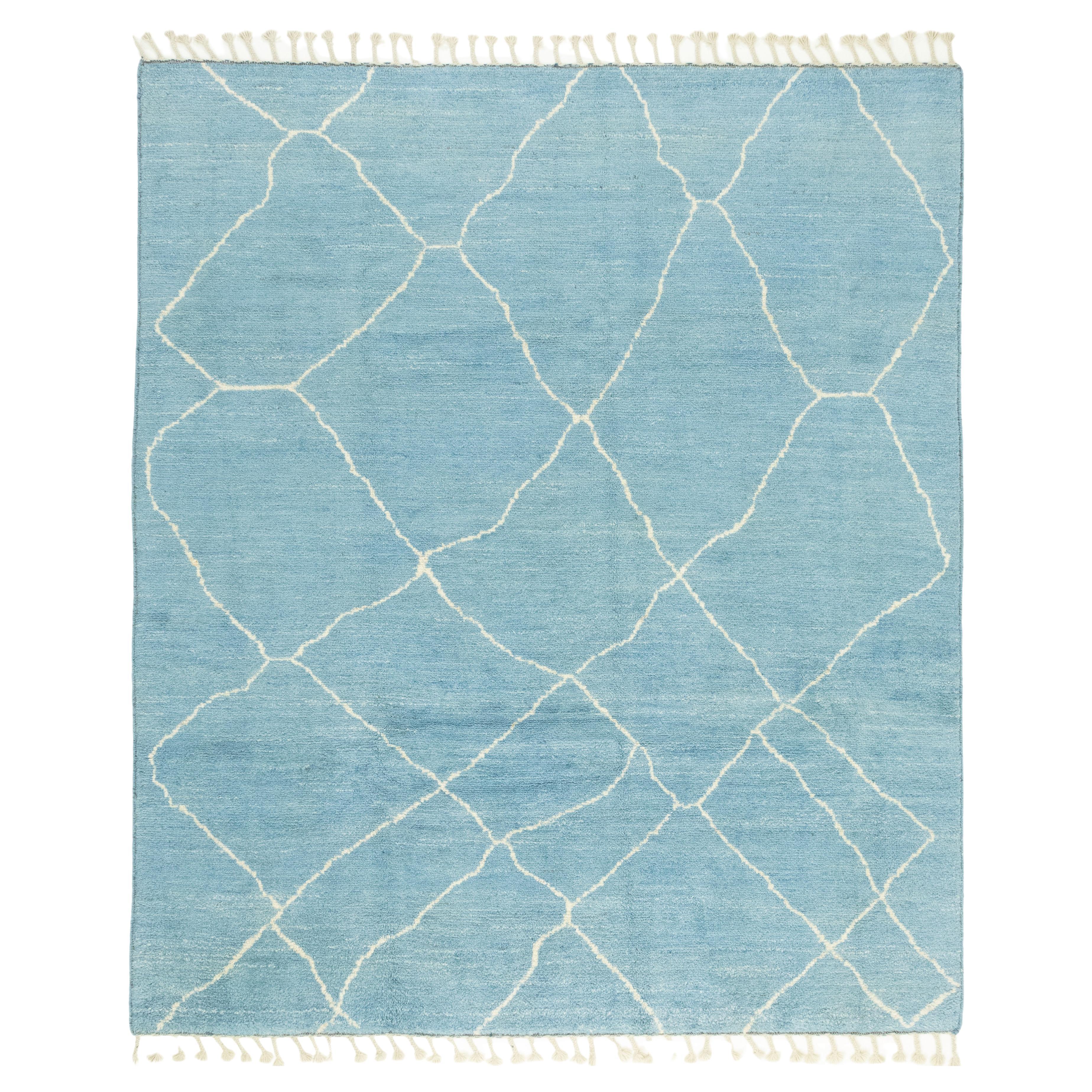 Modern Morocco Collection (himmelblau, elfenbeinfarben, 9'10" × 8'5") im Angebot