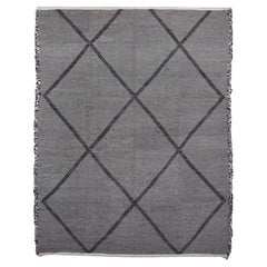 Modern Morrocan Charcoal Diamond Lattice Wool Rug 10'5''x13'6''