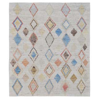 Modern Moroccan Area Rug, Preppy Argyle Meets Boho Chic For Sale at ...