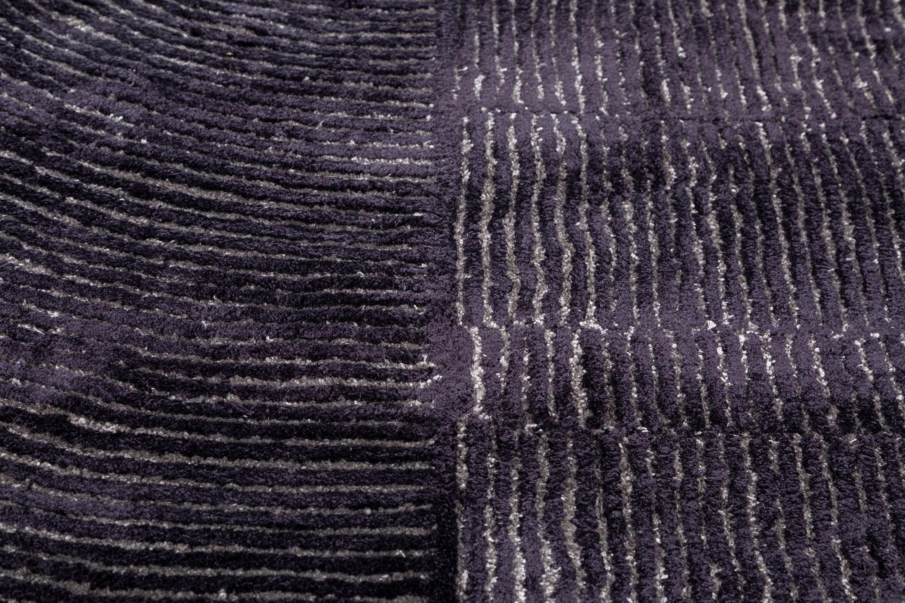 Machine-Made Modern Mosaic Ebony & Liquorice 158X228 cm Hand Tufted Rug For Sale