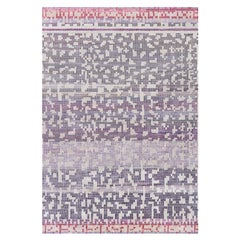 Modern Mosaic Pool Tile Wool Rug in Lavender and Gray by Doris Leslie Blau