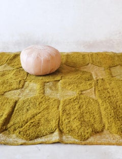 Modern Mossy Green Moroccan Boujaad Wool Rug with Engraved Design