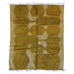 Modern Mossy Green Moroccan Boujaad Wool Rug with Engraved Design