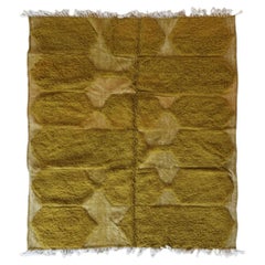 Modern Mossy Green Moroccan Boujaad Wool Rug with Engraved Design