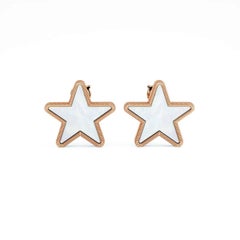 Modern Mother of Pearl Star Earrings Set in 18K Gold