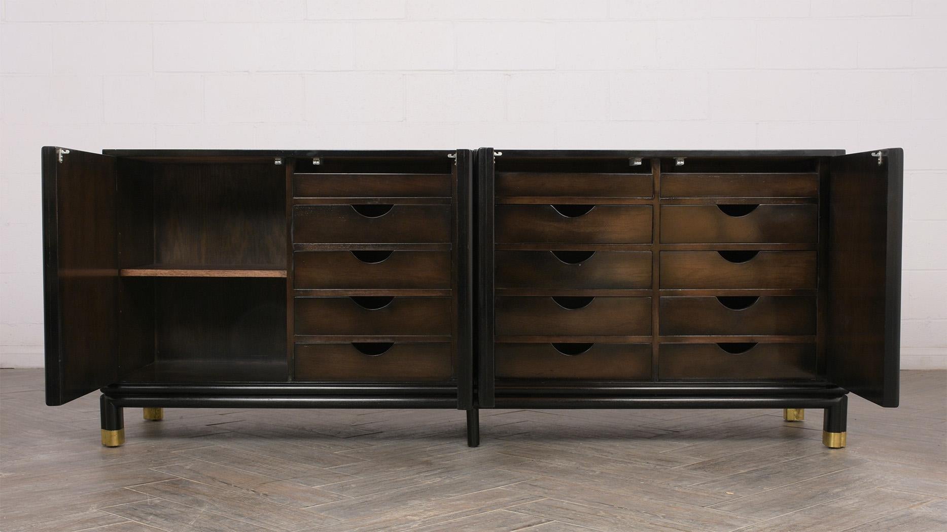 Hand-Crafted Mid Century Modern Ebonized Credenza 