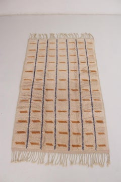 Modern Moroccan wool Mrirt rug - Powder pink/orange - 5x8.3feet / 155x255cm