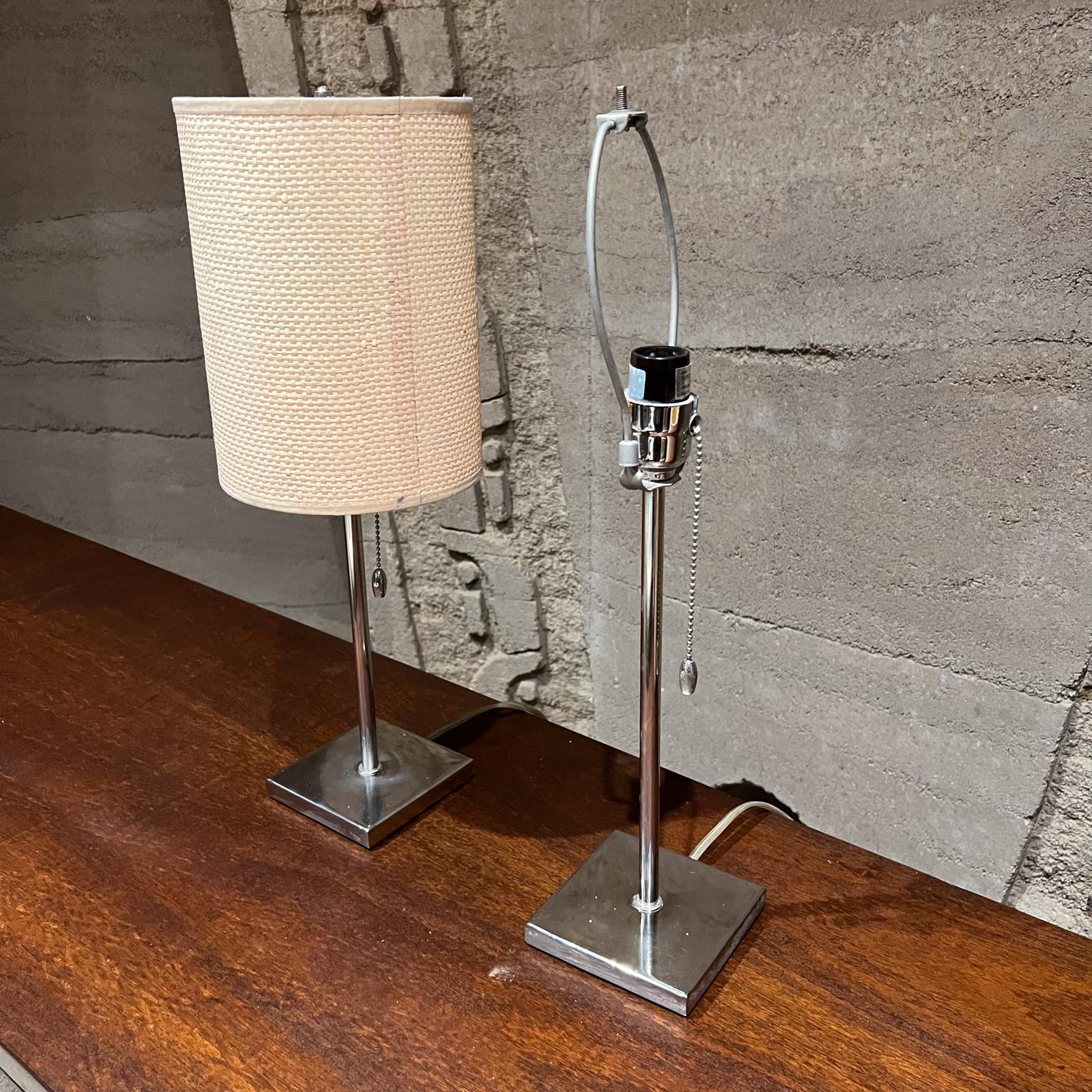 Modern MSE Chrome Table Desk Lamps Woven Shade For Sale 2