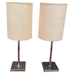 Modern MSE Chrome Table Desk Lamps Woven Shade