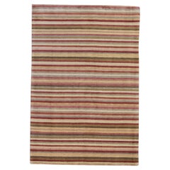 Modern Mullti-Colored Striped Wool Rug 6'x8'11''