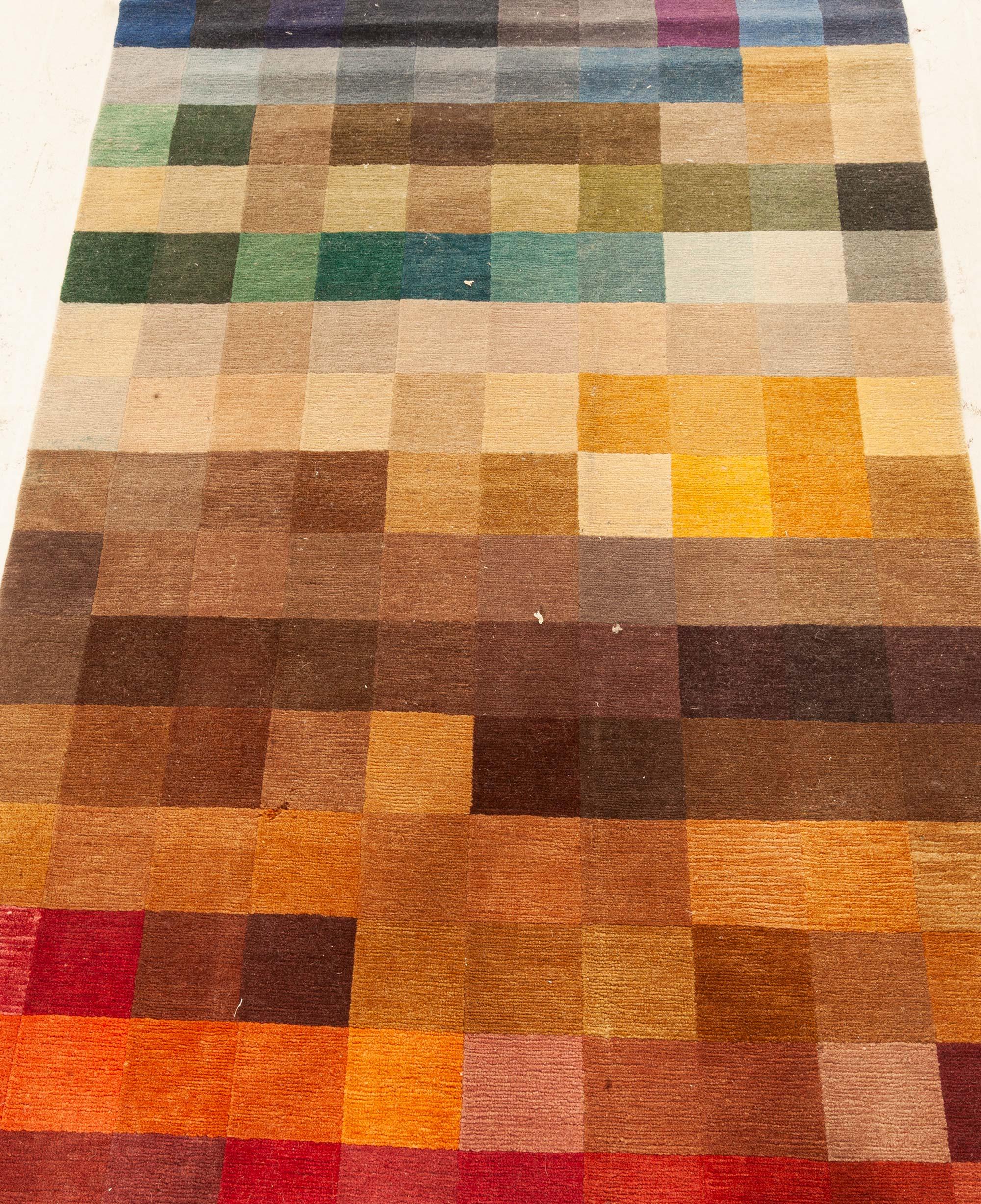 Hand-Knotted Modern Multi Color Pile Rug For Sale