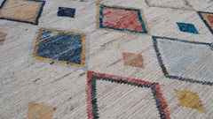 Moderner mehrfarbiger Diamant-Muster-Wollteppich 8'3''x9'10''