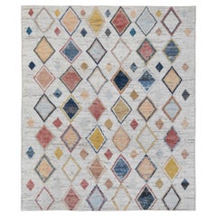 Tapis moderne multicolore à motifs de diamants 8'3''x9'10''