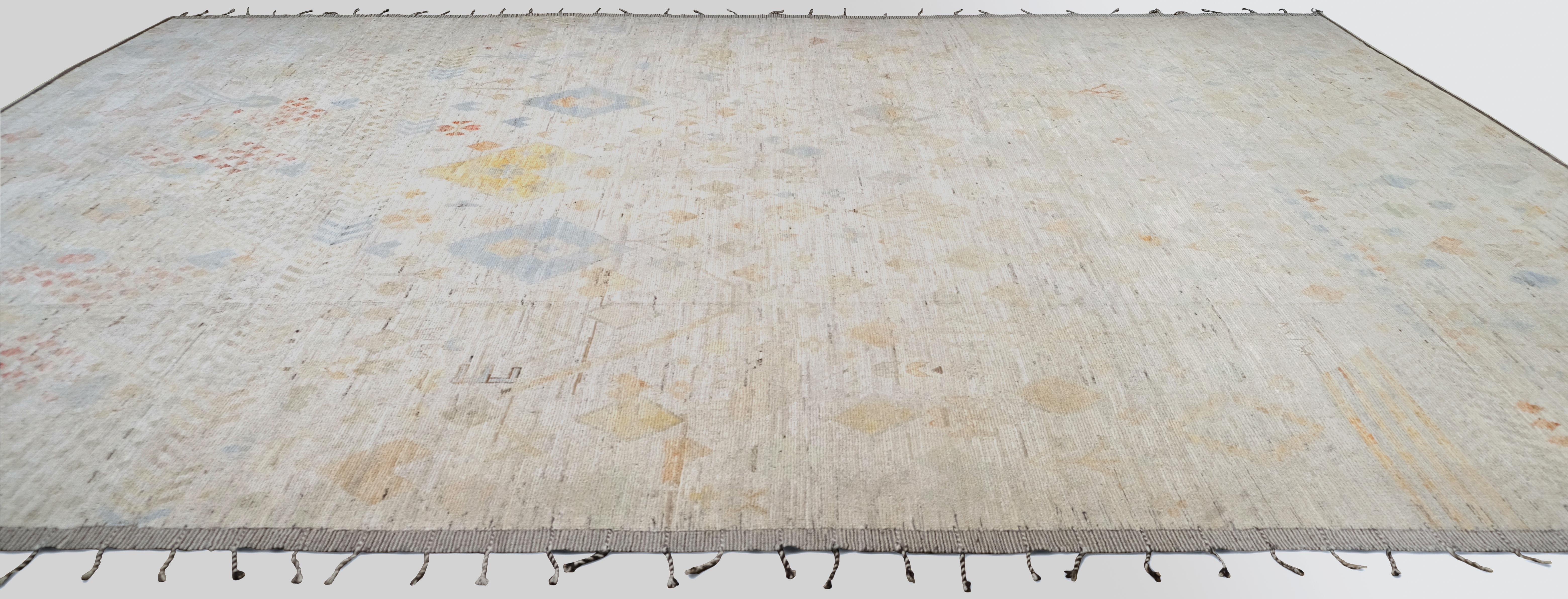 Noué à la main Tapis moderne multicolore noué à la main 13'4''x19'1'' vers 2020 en vente