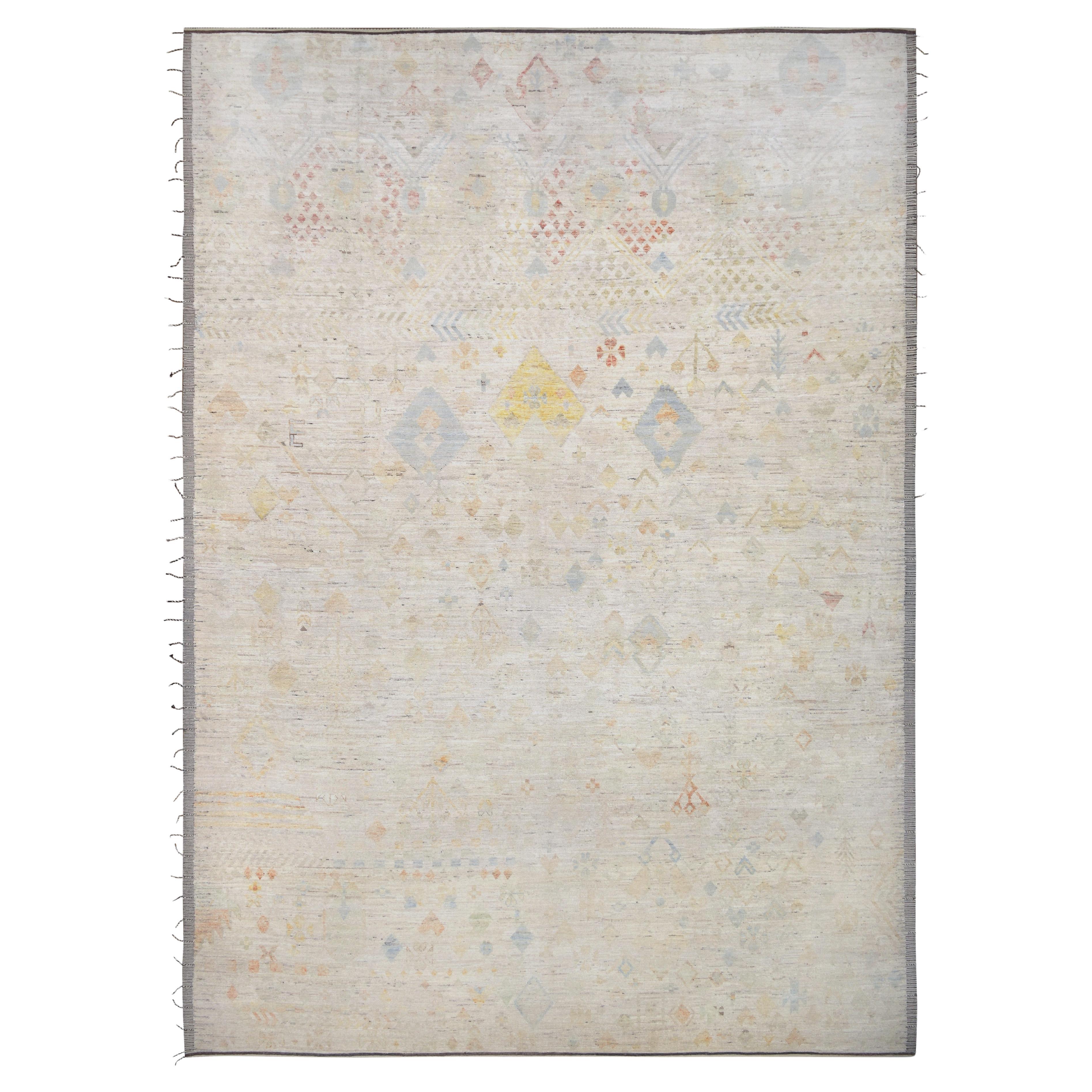 Tapis moderne multicolore noué à la main 13'4''x19'1'' vers 2020 en vente