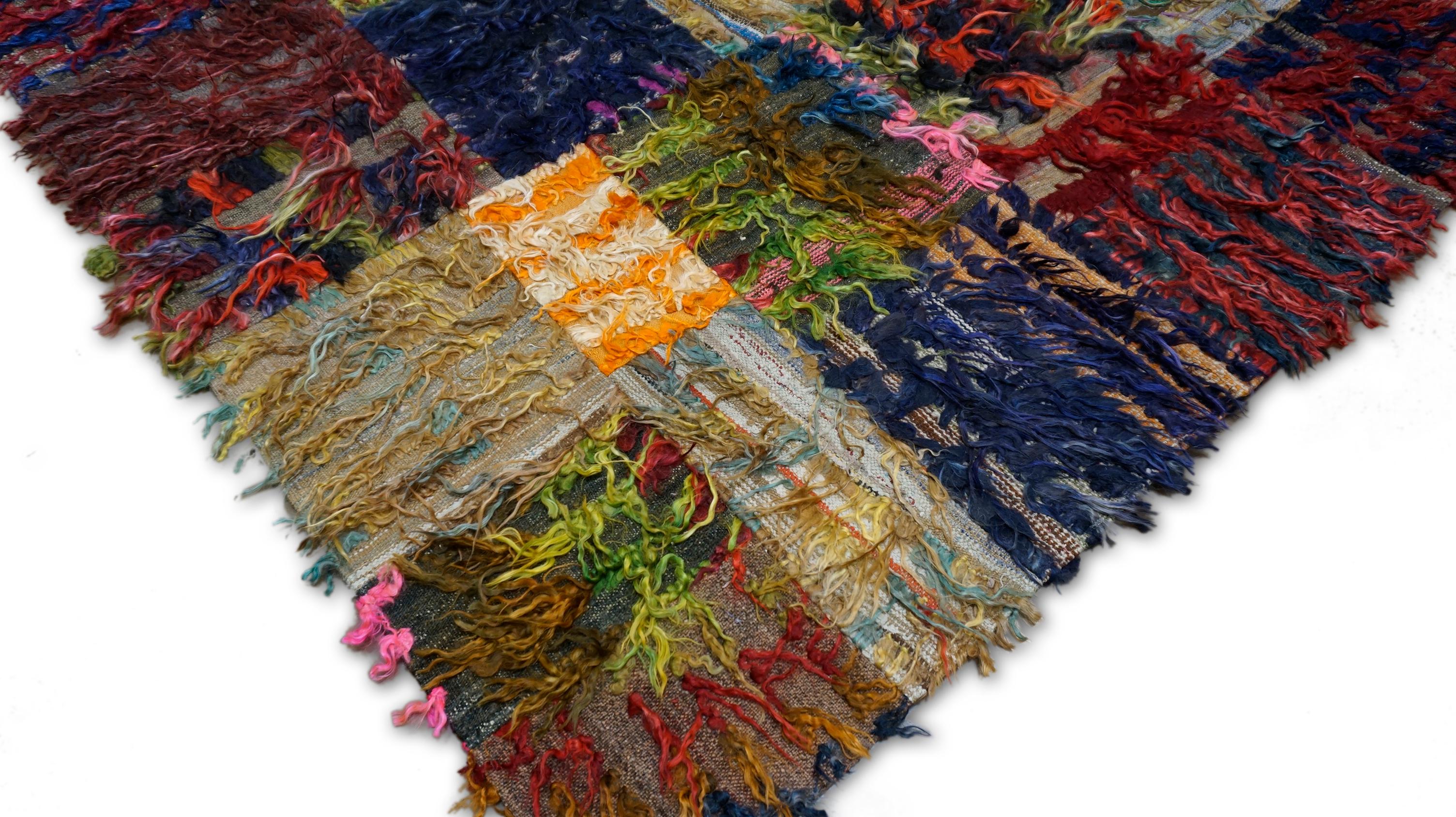 Moderner mehrfarbiger Tulu Patchwork-Wollteppich 5'8''x8'9'' (Handgeknüpft) im Angebot