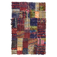 Modern Multi-Colored Tulu PatchWork Wool Rug 5'8''x8'9''