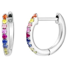 Modern Multi Sapphire Ruby 14K White Gold Ring