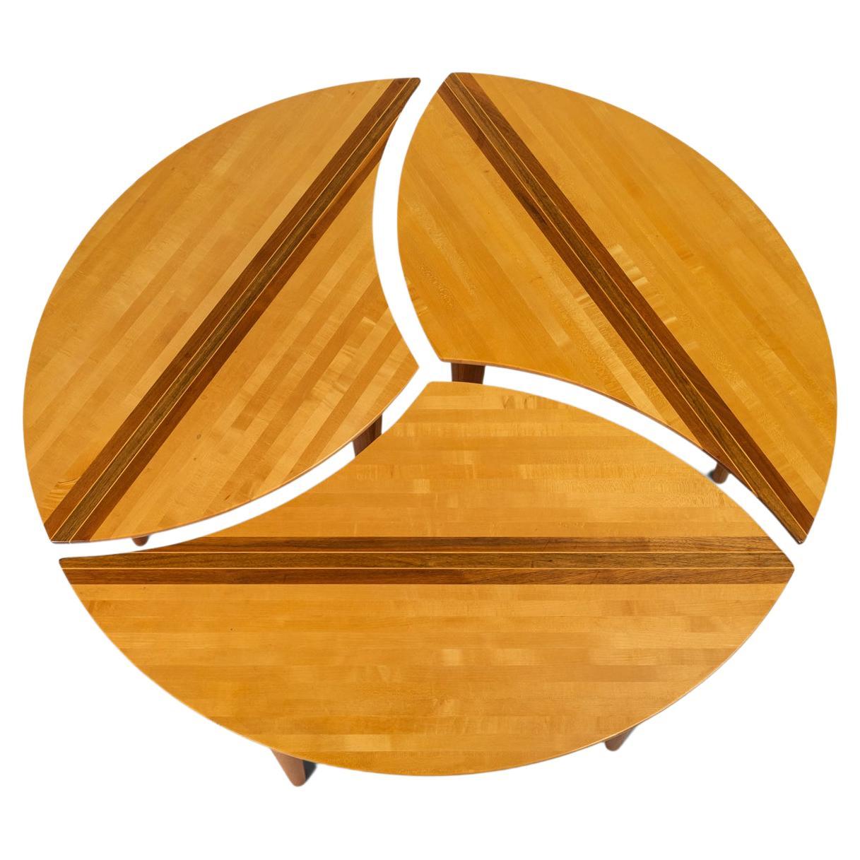 Modern Multi-Wood 3-Piece "Puzzle Table" in Solid Maple by David Levy Creations