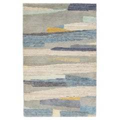 Modern Multicolor Handmade Abstract Custom Wool Rug