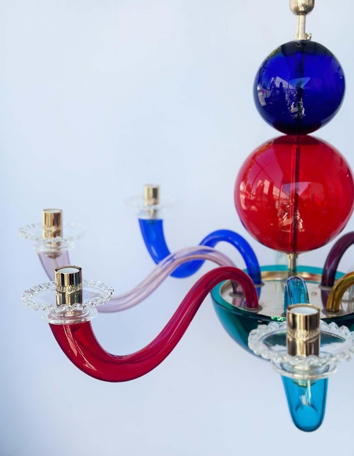 Lampadario moderno multicolore in vetro di Murano di Gio Ponti per Venini, Italia, 2012. In condizioni buone in vendita a Los Angeles, CA