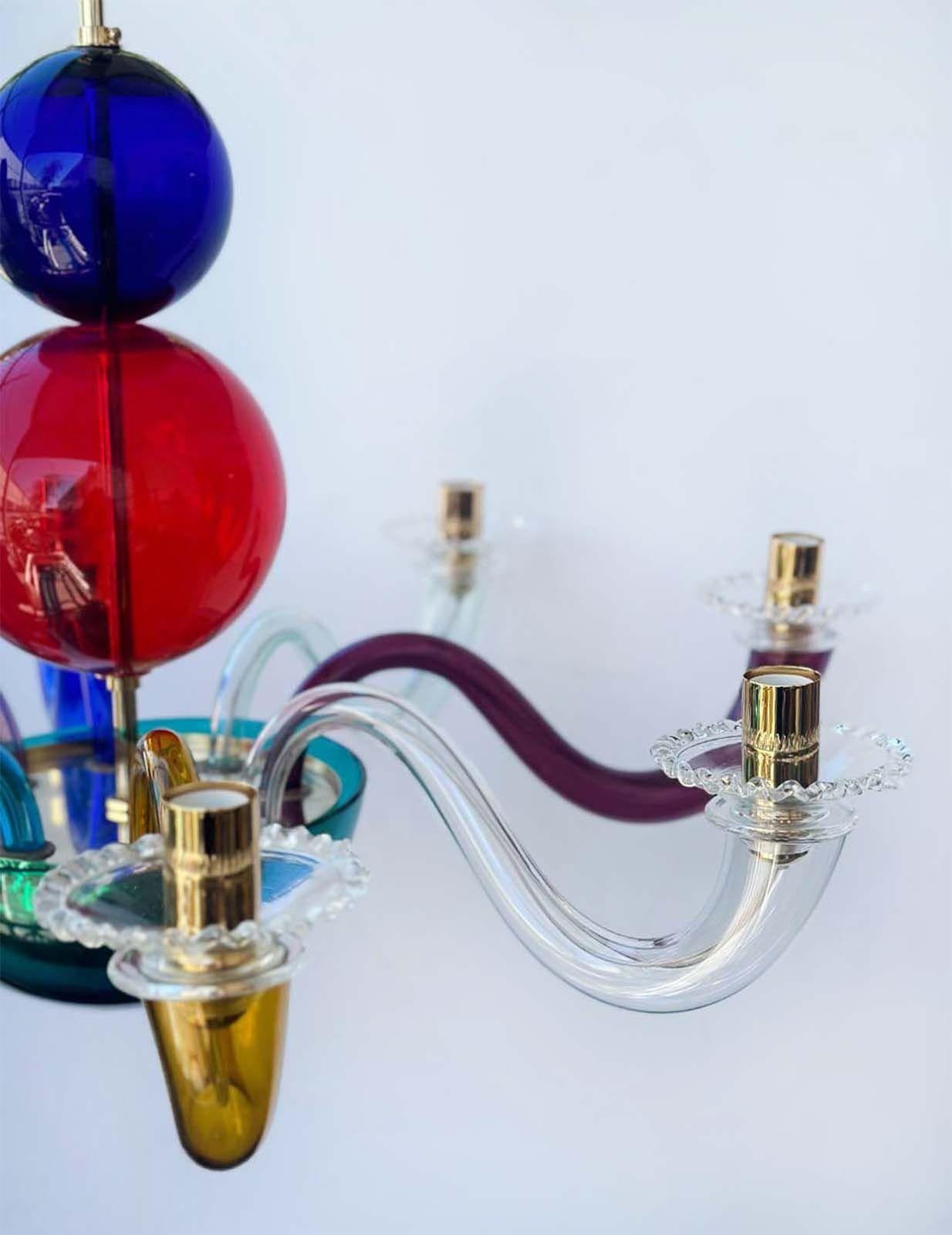 XXI secolo e contemporaneo Lampadario moderno multicolore in vetro di Murano di Gio Ponti per Venini, Italia, 2012. in vendita