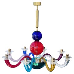 Lampadario moderno multicolore in vetro di Murano di Gio Ponti per Venini, Italia, 2012.