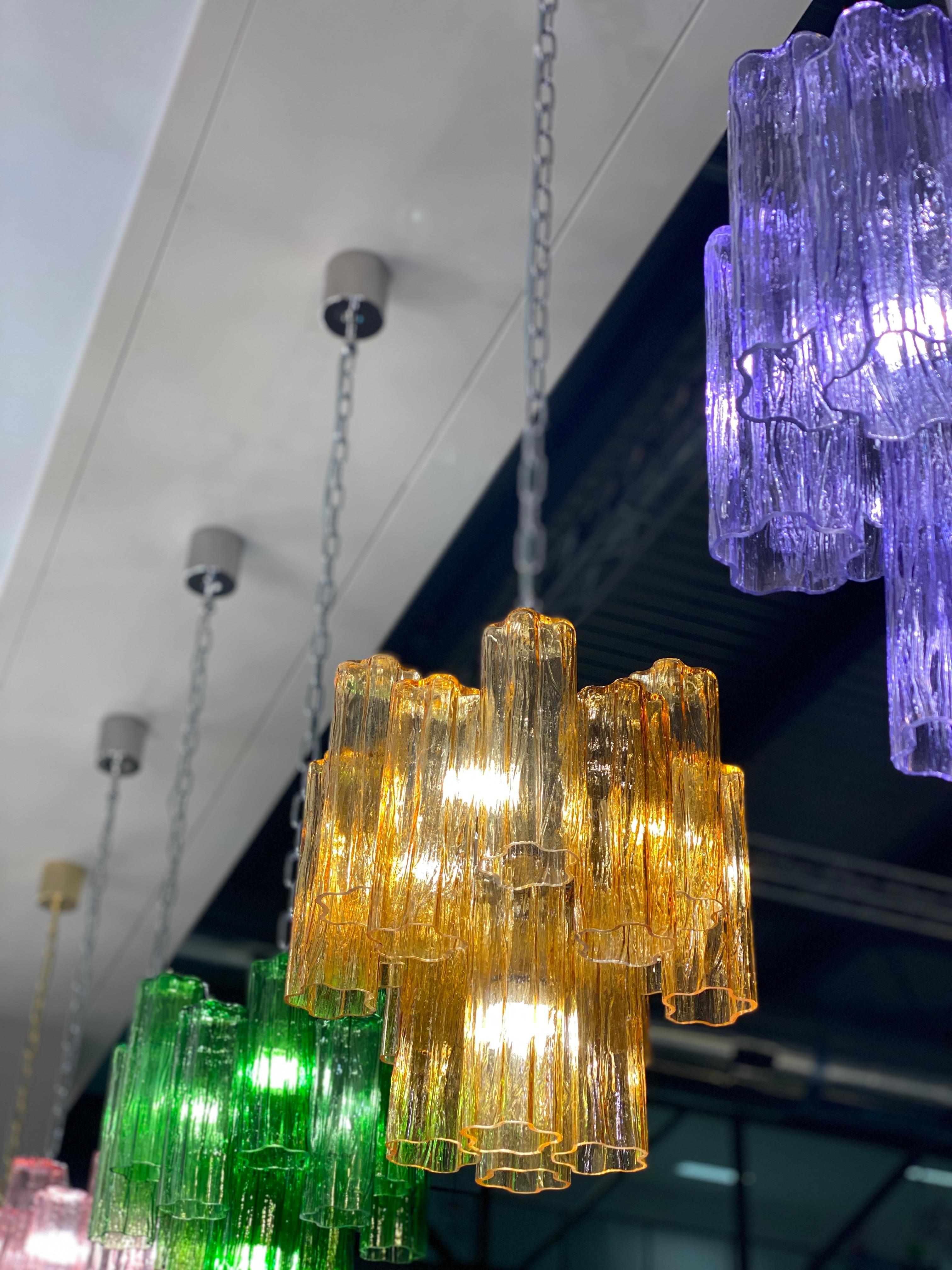 Contemporary Modern Multicolor Murano Glass Tronchi Chandelier For Sale