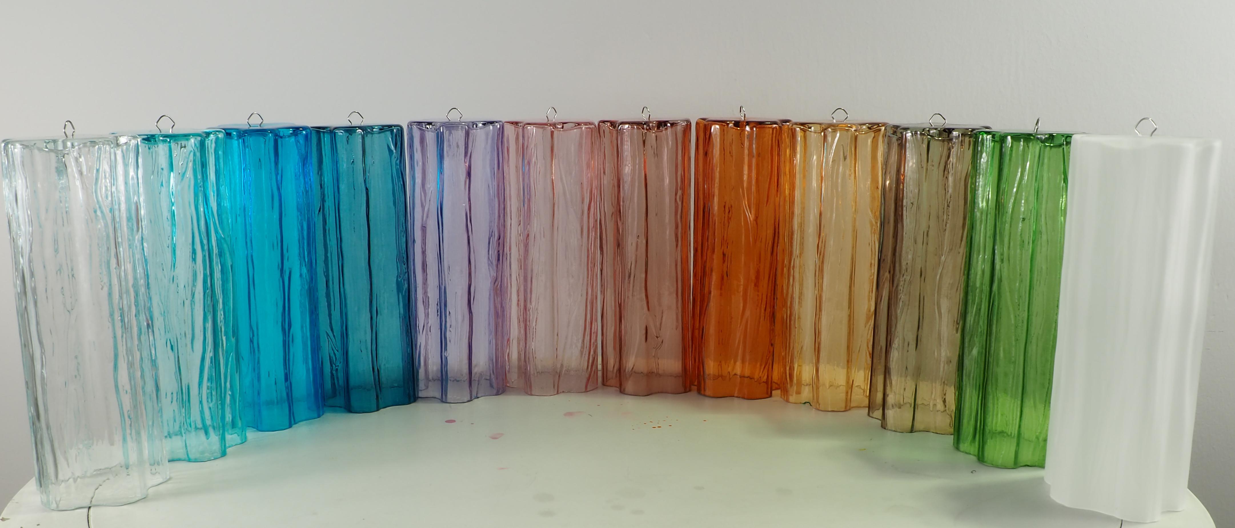 Blown Glass Modern Multicolor Murano Glass Tronchi Chandelier For Sale