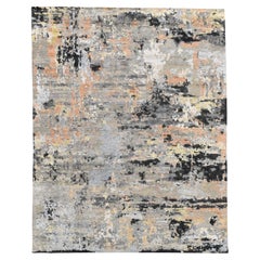 Tappeto moderno multicolore con effetto distressed annodato a mano 7'10''x9'11''