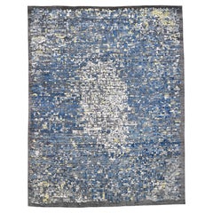 Tappeto moderno multicolore Mosaico-Cubista in lana e seta 10'2''x13'