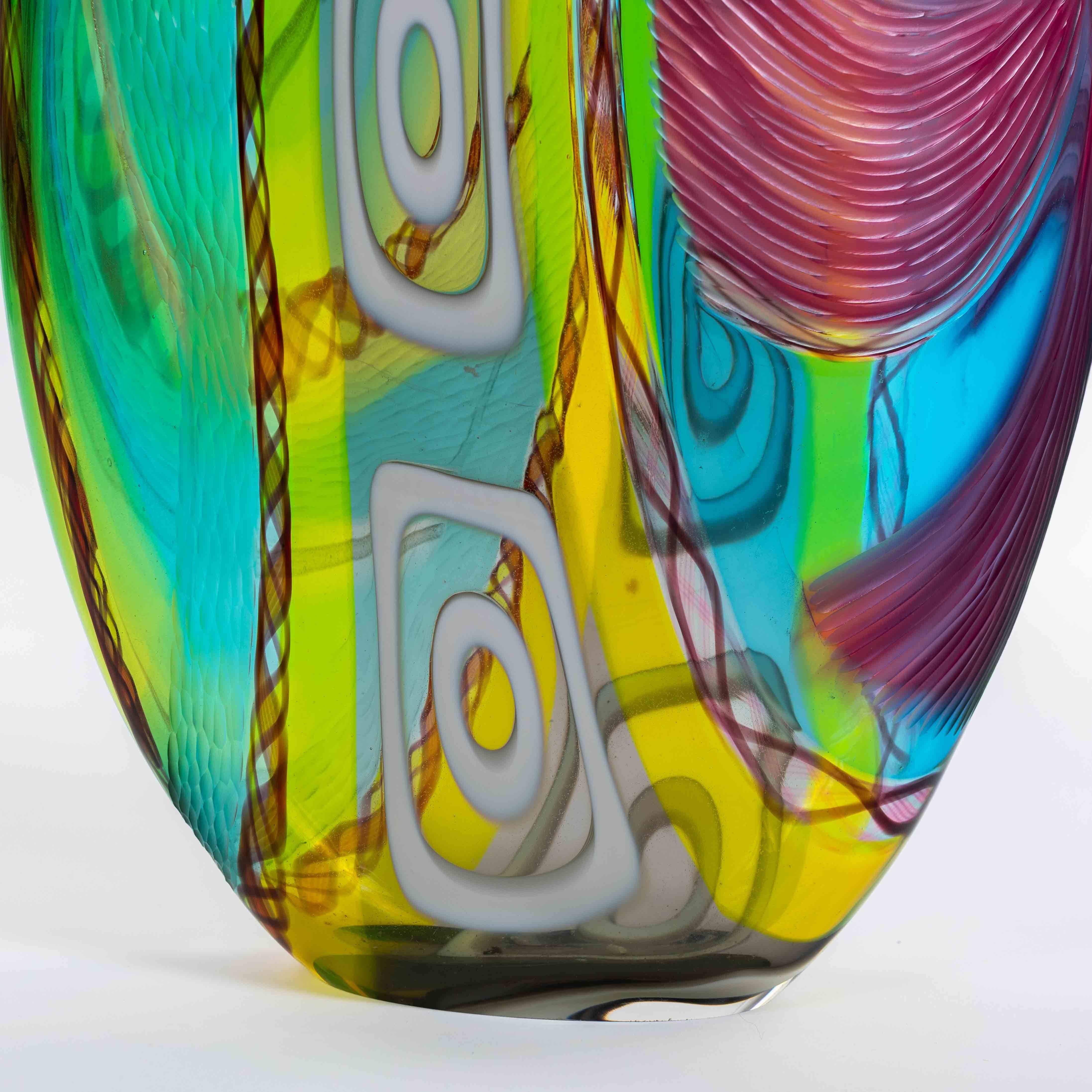 Vaso moderno e multicolore in vetro di Murano con murrine rettangolari di Andrea Zilio in vendita 4