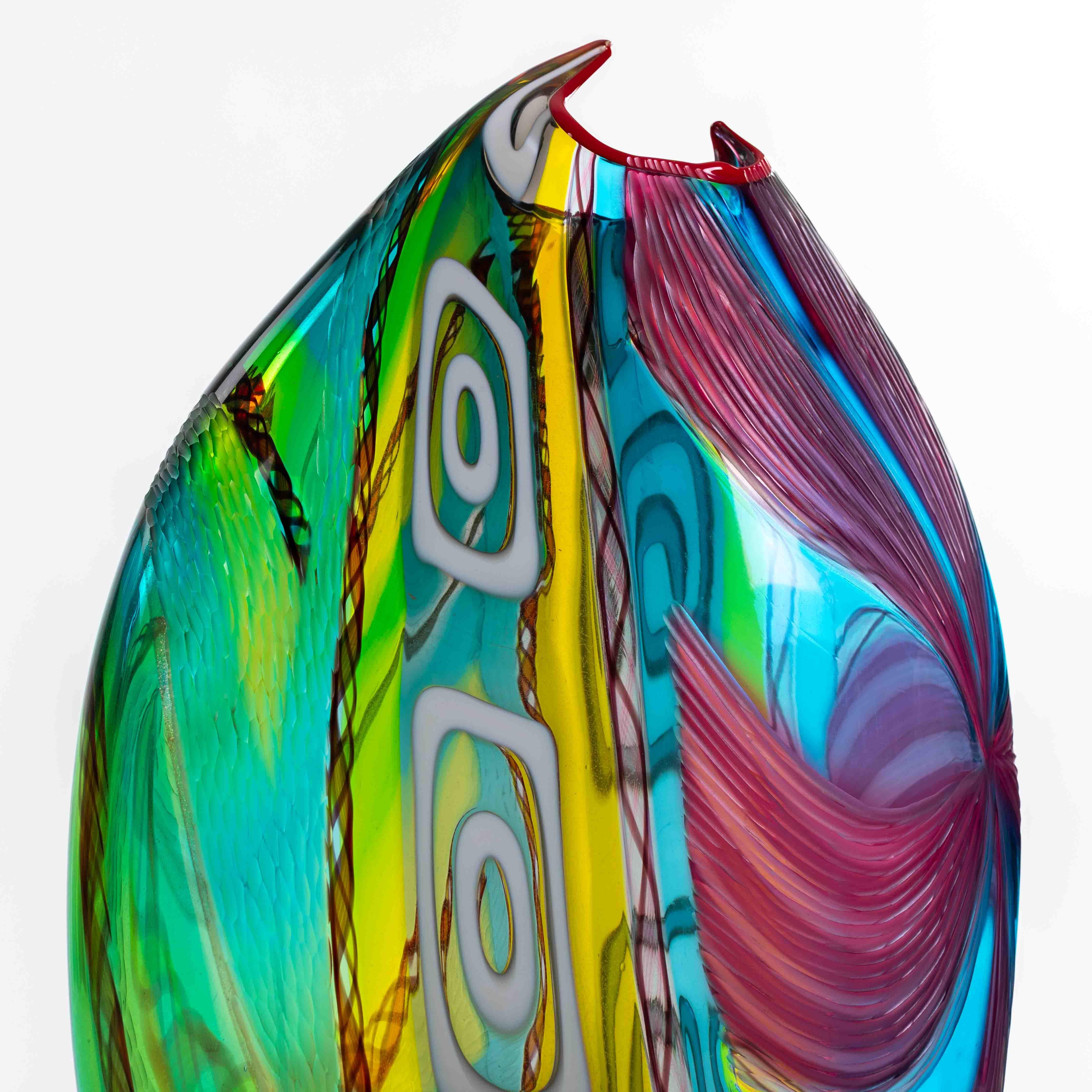Vaso moderno e multicolore in vetro di Murano con murrine rettangolari di Andrea Zilio in vendita 5