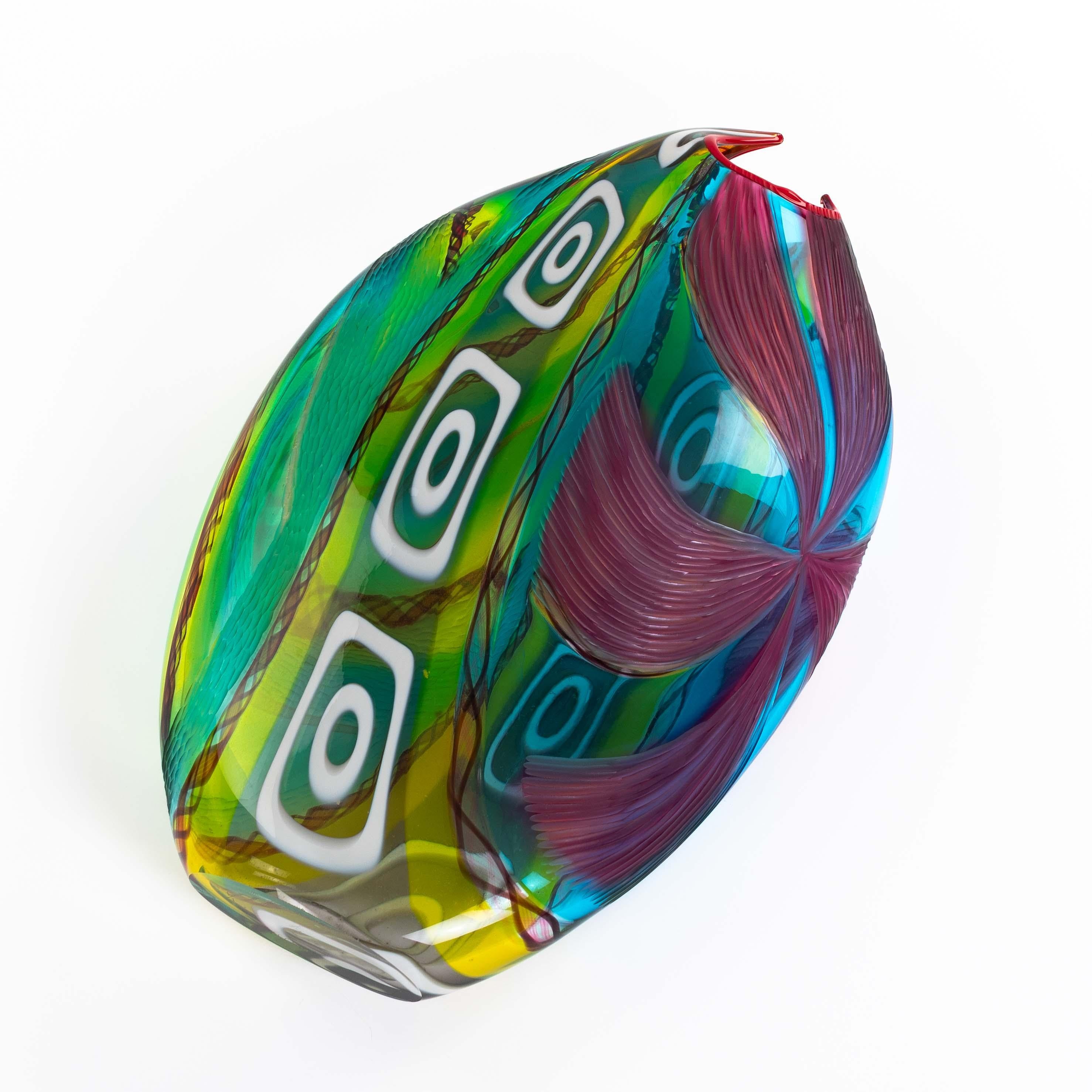 Vaso moderno e multicolore in vetro di Murano con murrine rettangolari di Andrea Zilio in vendita 6