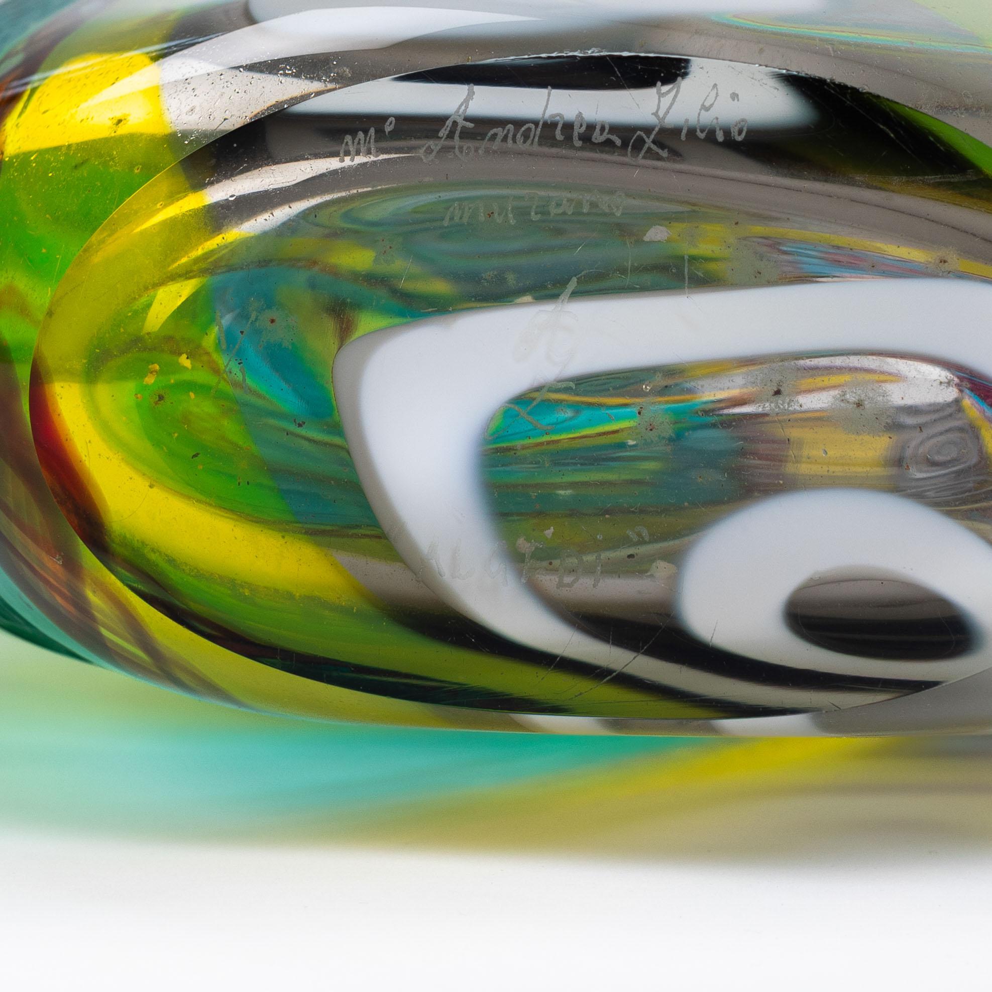 Vaso moderno e multicolore in vetro di Murano con murrine rettangolari di Andrea Zilio in vendita 7