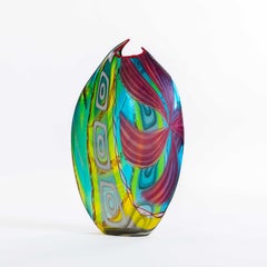 Modern, Multicolored Murano Glass Vase with Rectangular Murrines by Andrea Zilio