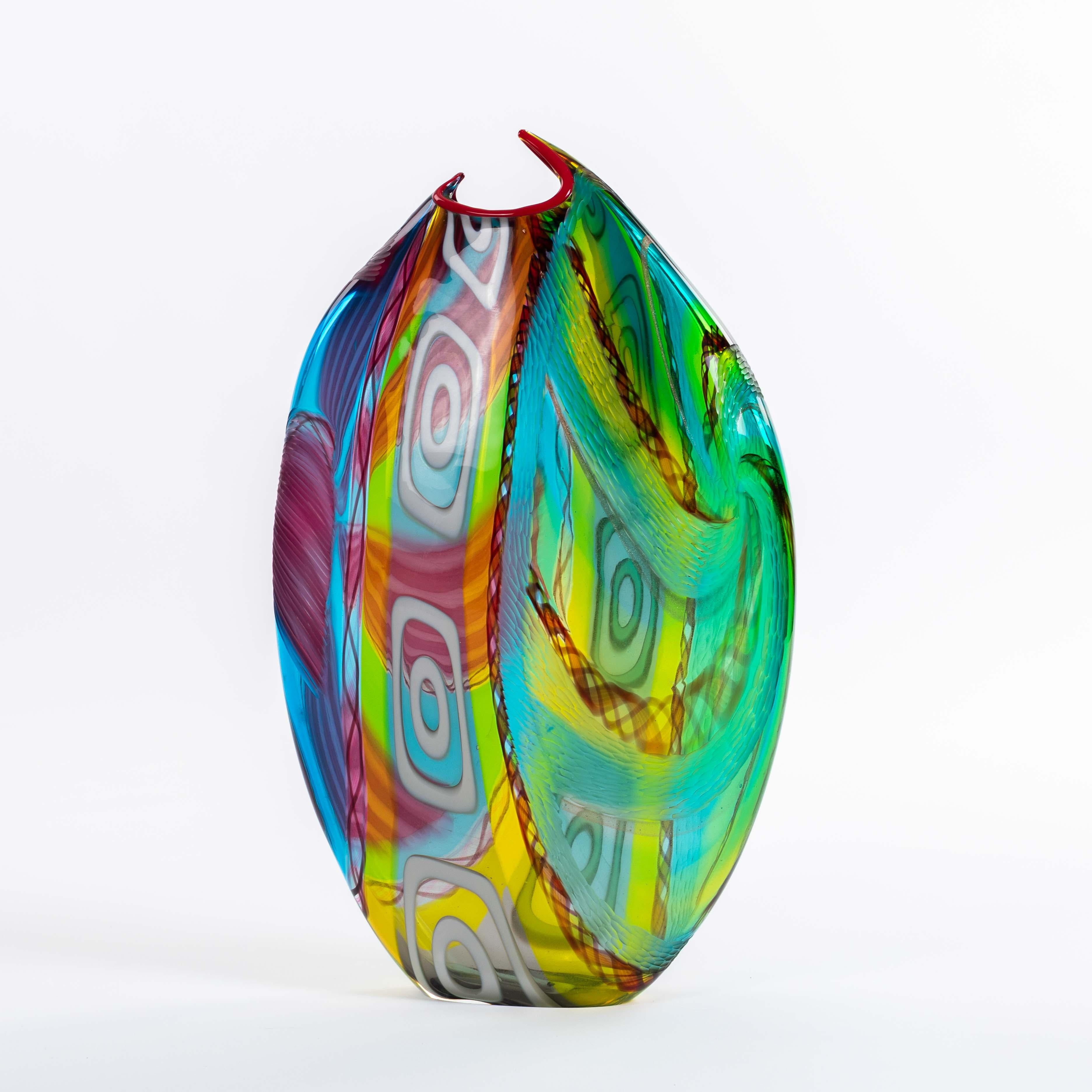 Vaso moderno e multicolore in vetro di Murano con murrine rettangolari di Andrea Zilio in vendita 1
