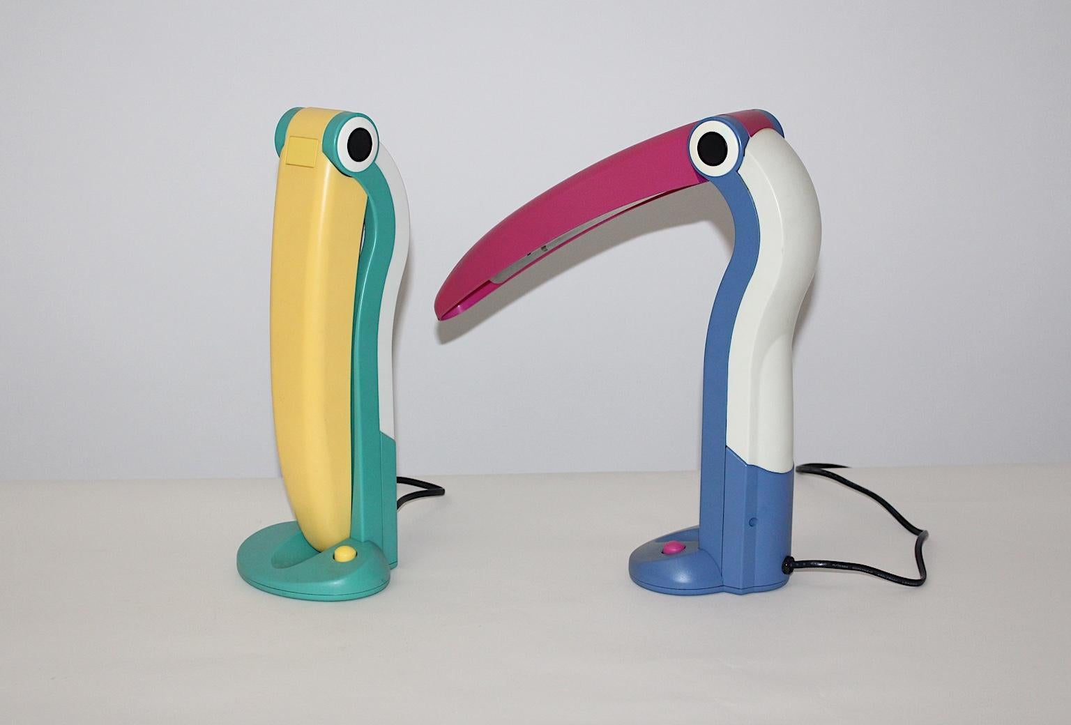 Taiwanese Modern Multicolored Pair of Vintage Table Lamps by H.T.Huang Taiwan, 1980s For Sale