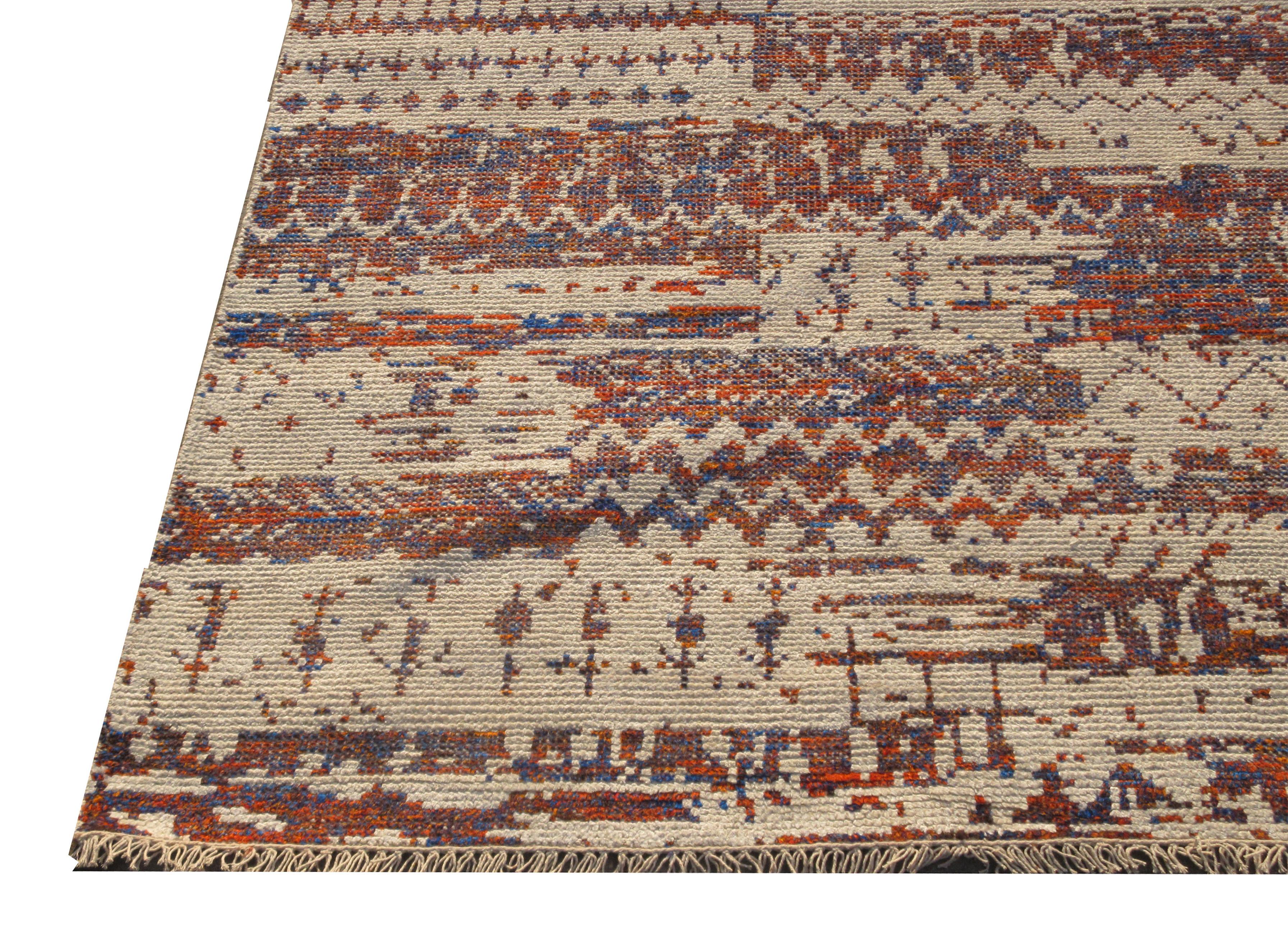 Hand-Knotted Modern Multicolored Rug For Sale