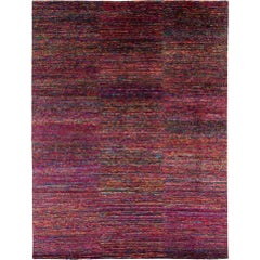 Modern Multicolored Silk Area Rug by Carini