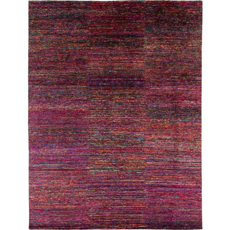 Modern Multicolored Silk Area Rug by Carini For Sale at 1stDibs