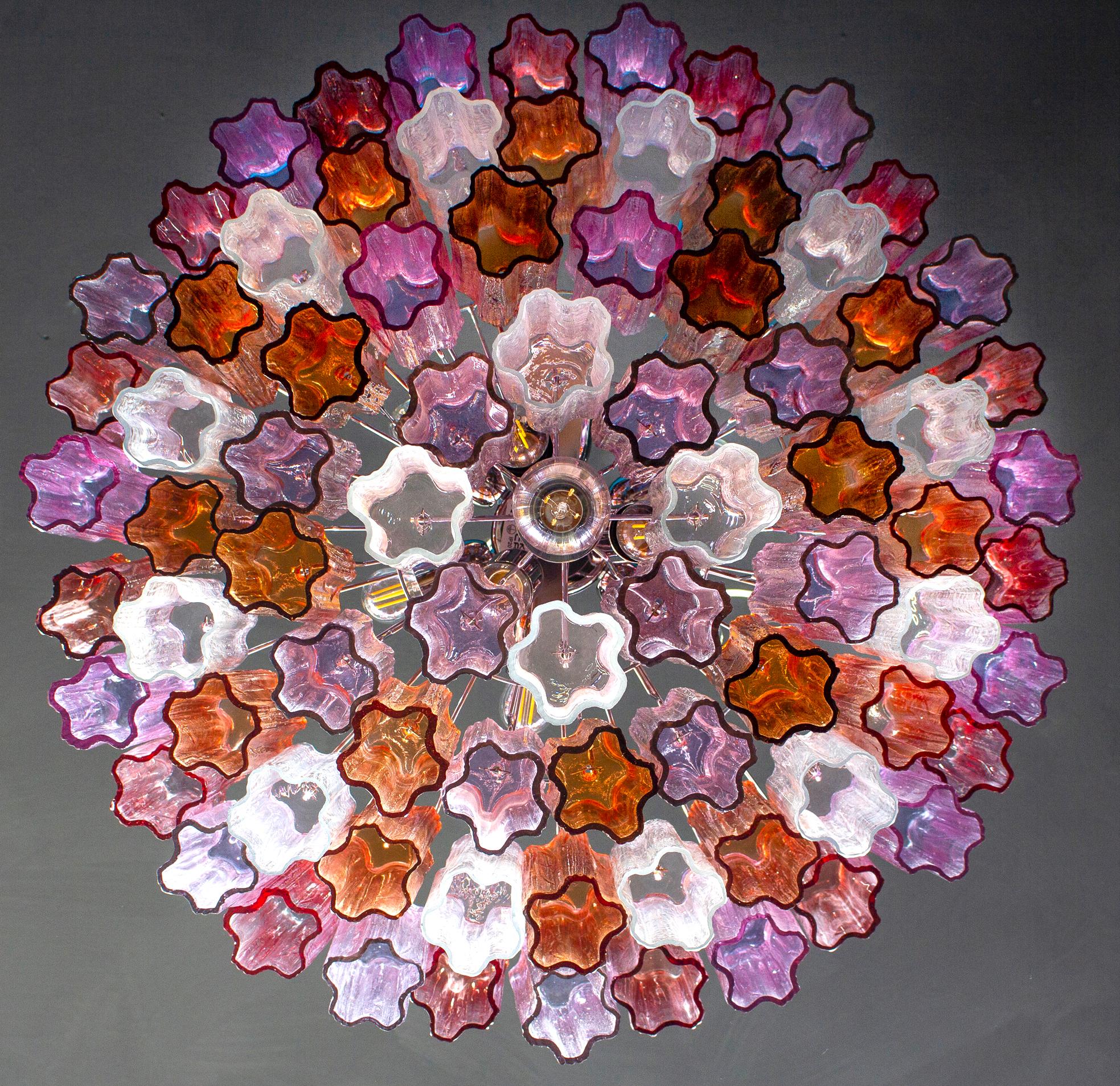 Lampadario moderno multicolore in vetro di Murano Tronchi in vendita 3